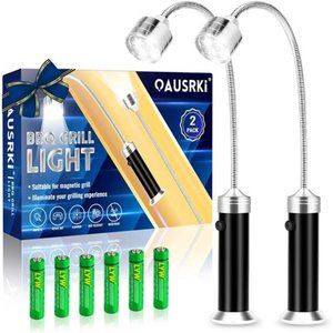 Barbecue Grill Light with Magnetic Base, 8.3" Flexible Gooseneck,- Pack of 2